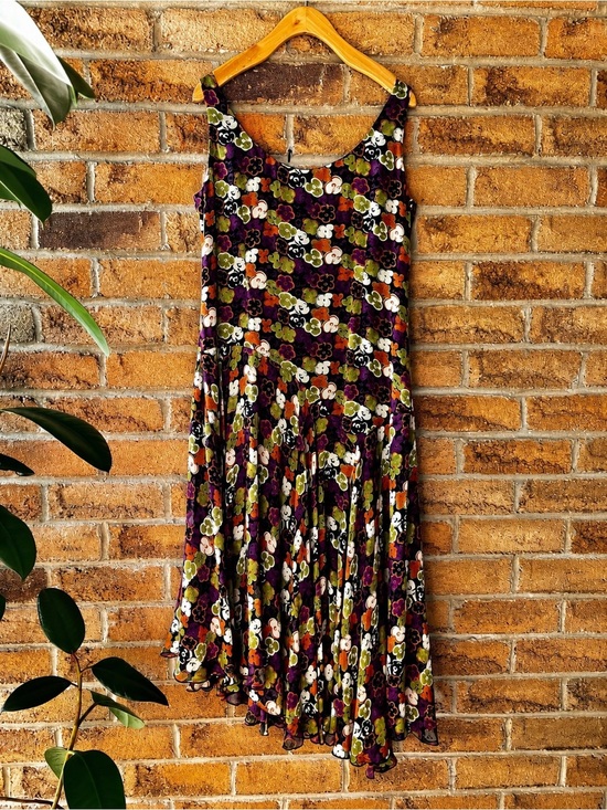 Dresses & Skirts - JONES NEW YORK 100% Silk Floral Midi Dress Handkerchief Hem Sleeveless